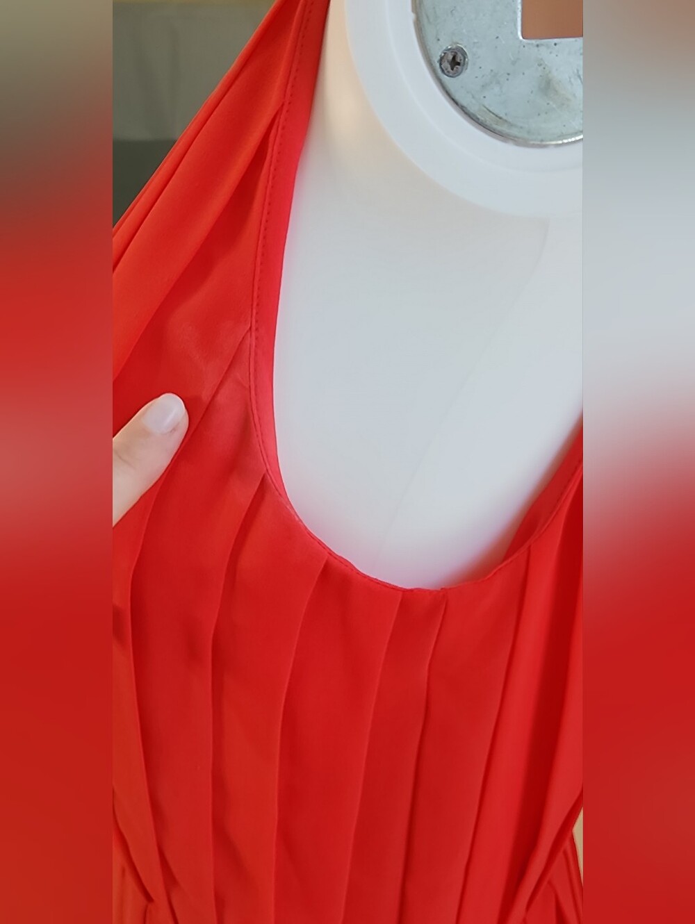 J. Crew Red Pleated Chiffon Dress - Picture 11 of 16